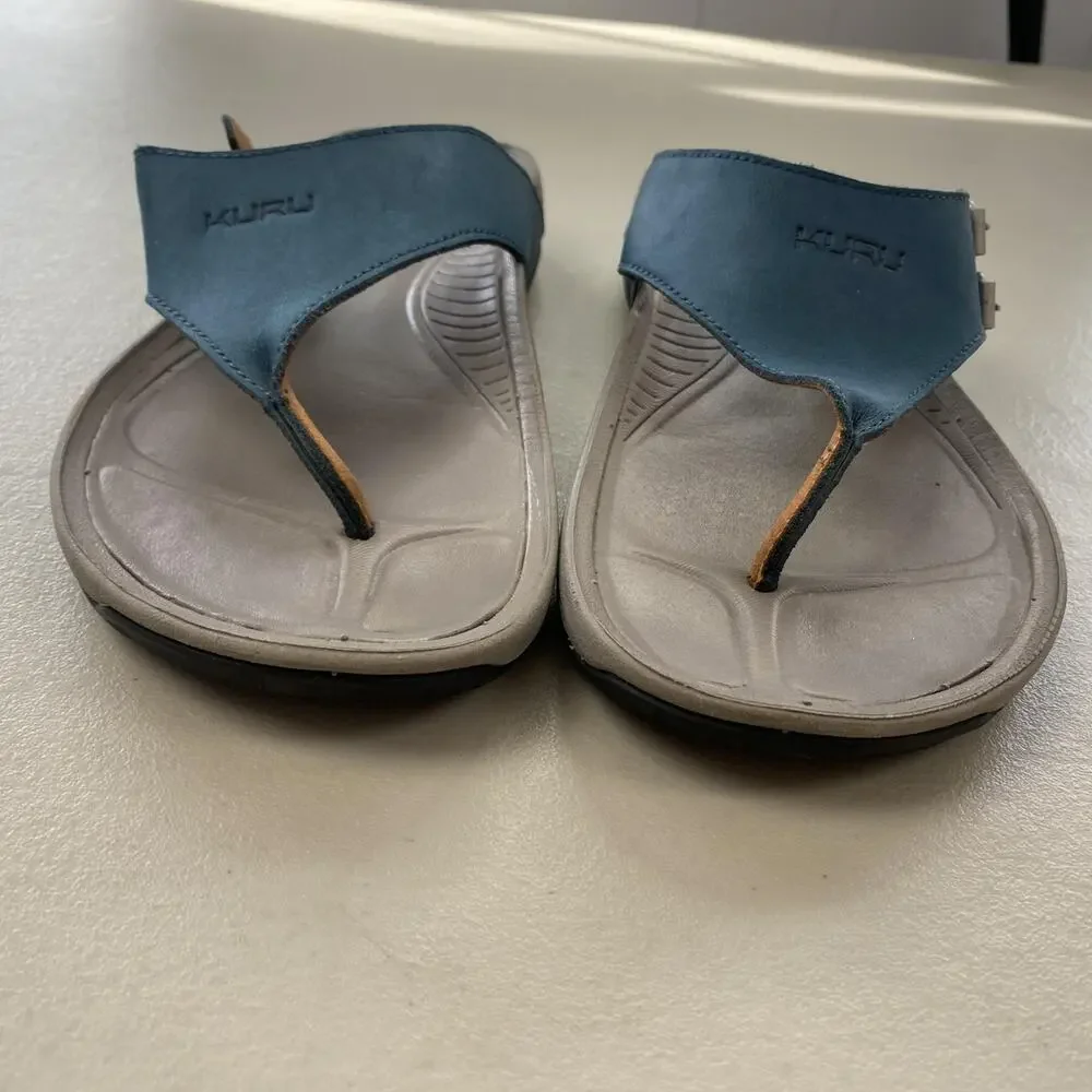 KURU Suomi Sandals Womens 9 Blue Leather Thong Buckle Comfort Arch Support Shoes - Picture 4 of 13